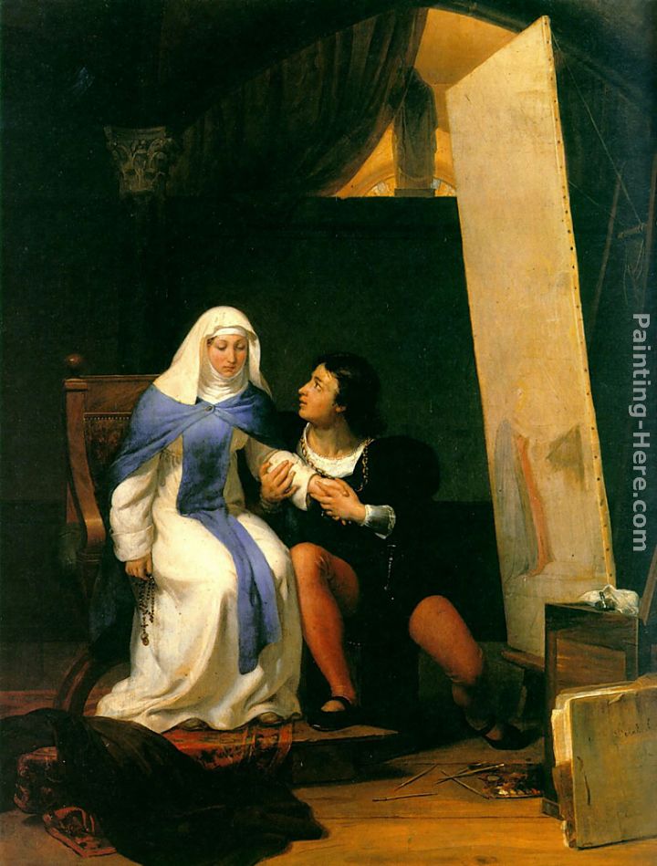 Fra Filippo Lippi Falling in Love with his Model painting - Paul Delaroche Fra Filippo Lippi Falling in Love with his Model art painting